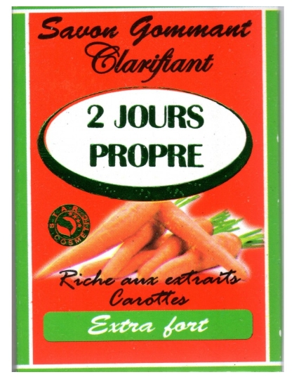 "2 JOURS PROPRE" Exfoliating And Clarifying Soap With Carrot