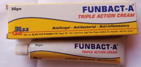 Tube Crème Action Triple  Antifongique - Antibactérien - Anti-inflammatoire FUNBACT-A